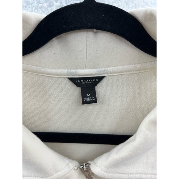 Ann Taylor Womens Jacket Coat Beige Zip Up Stretch Mock Neck Pockets M - Picture 9 of 9